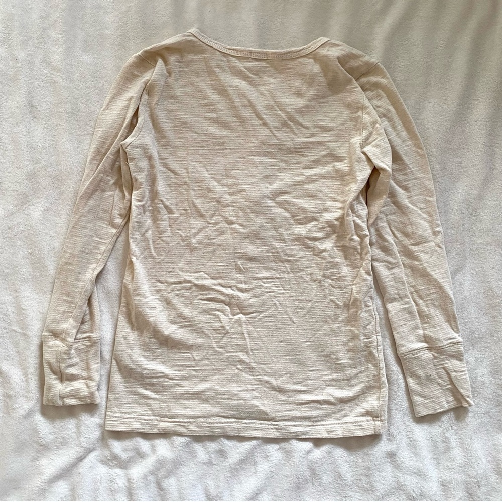 J. Crew Long Sleeve Button-up Henley in Ivory/Straw - Picture 3 of 4